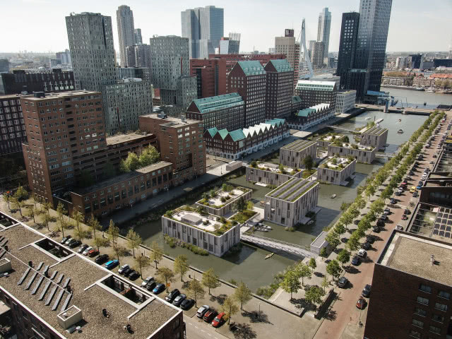 widok z góry ukazujący projekt nowego osiedla