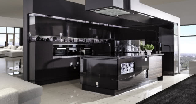 R8, meble kuchenne lakierowane na wysoki połysk, możliwość umieszczenia aplikacji z kamienia, szkła, stali, skóry naturalnej, tkaniny lub grafiki, MEBEL RUST 