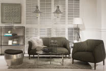 Sofa i fotel Coventry, obicie ze skóry ekologicznej, Miloo Home, HOUSE & MORE