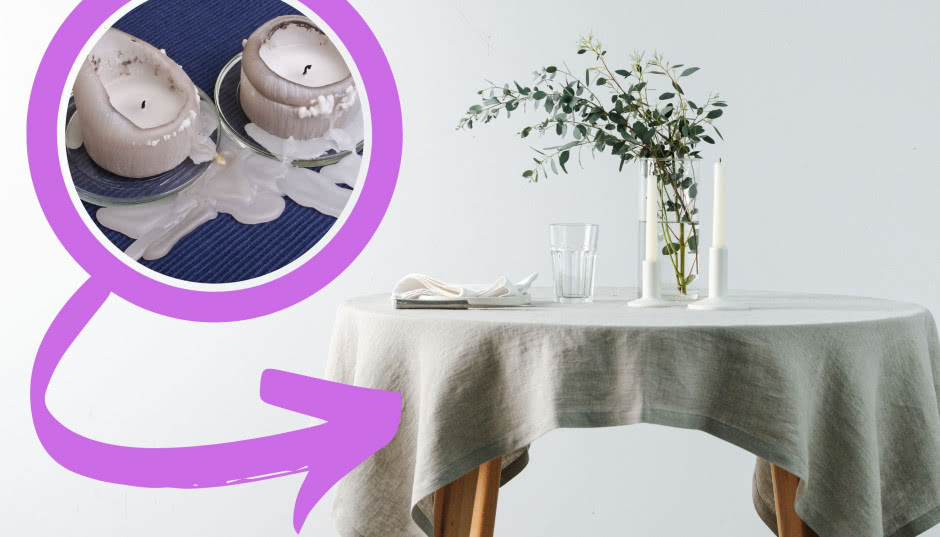 Wosk ze świecy zalał obrus po romantycznej kolacji? Macie jedną szansę na odratowanie go