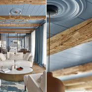 Designerski apartament na Wyspie Spirzchów - ma niebieski sufit i szklaną ścianę!