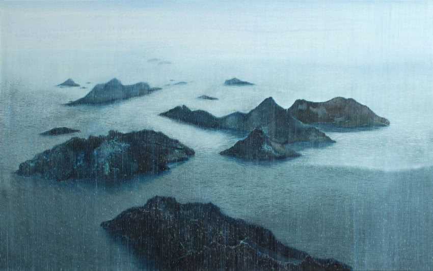 Katarzyna Celek, "Deszczowe wyspy", 2013, olej,...
