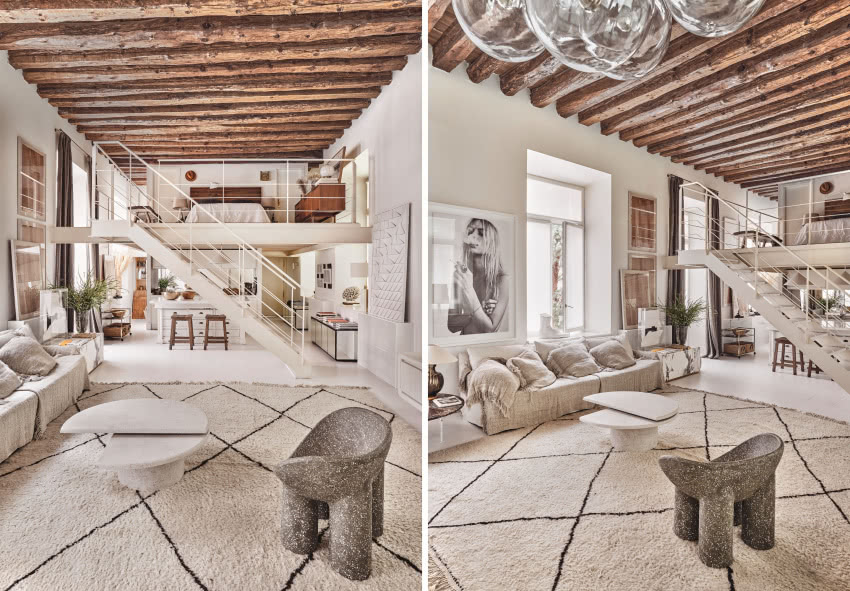 Na suficie zachowano drewniane belki
z...