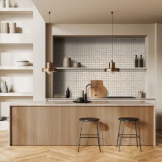 Kuchnia w stylu rustykalnym - mozaika Eclair Cherie Marble Matowy od Raw Decor