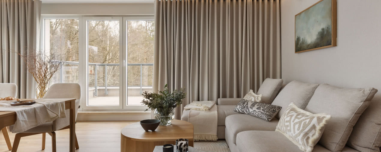 100-metrowe mieszkane w tonacji taupe. Tu nic nie burzy spokoju!