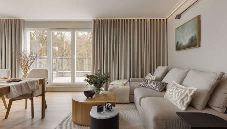 100-metrowe mieszkane w tonacji taupe. Tu nic nie burzy spokoju!