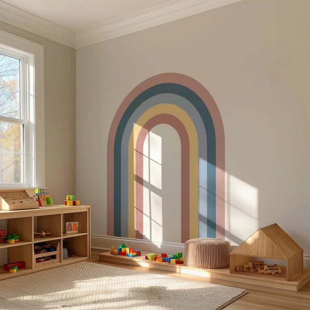 naklejka w kształcie tęczy - dekoracja w pokoju dla przedszkolaka