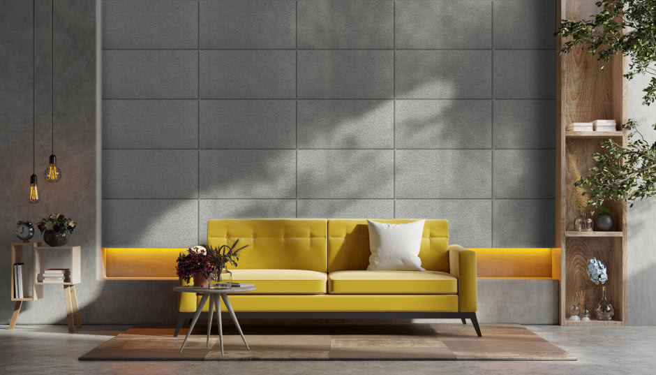 Ściana za łóżkiem w ponadczasowej formie - panele kwarcowe