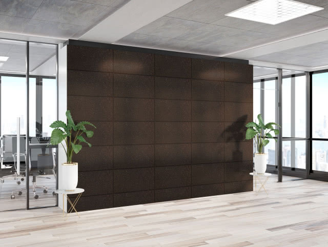 panele kwarcowe w kolorze brązu, kwiaty, sala konferencyjna, gabinet