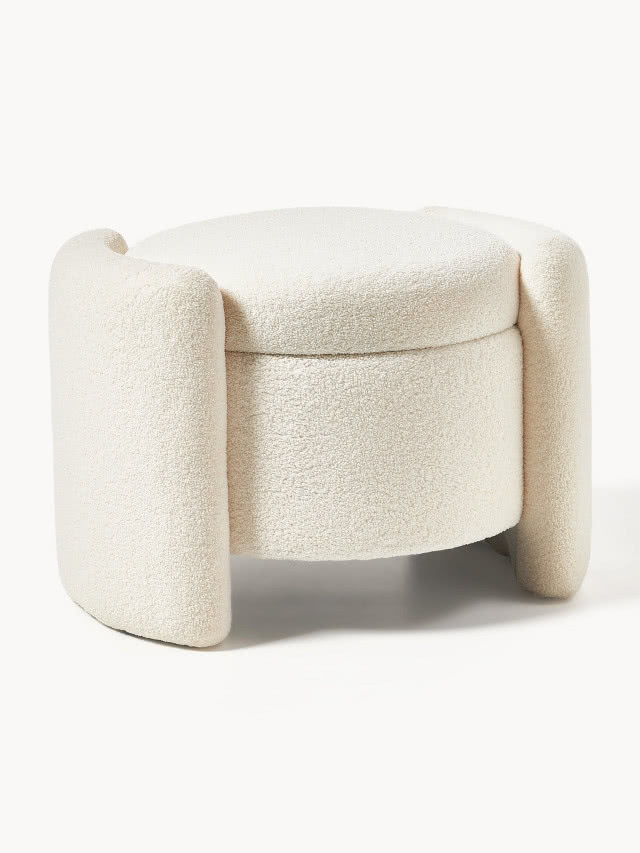 stołek w materiale boucle