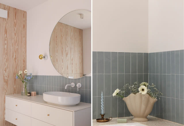 Błękitne płytki w łazience