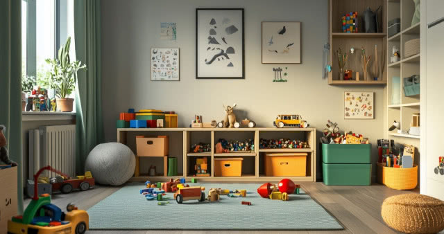 szafka niska z pudłami dla dzieci