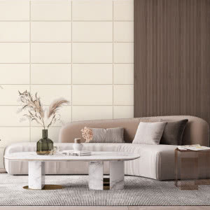 Ściana za łóżkiem w ponadczasowej formie - panele kwarcowe