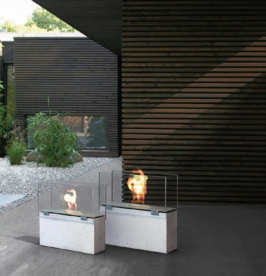 Nowoczesne biokominki Muro z betonu i szkła