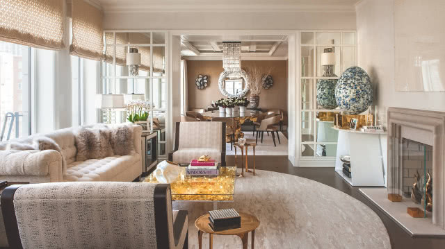 aranżacja salonu z jadalnią w stylu nowojorskim
