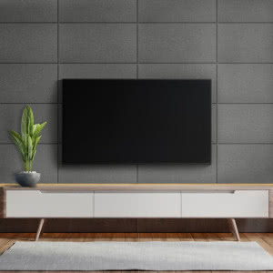 Ściana za łóżkiem w ponadczasowej formie - panele kwarcowe