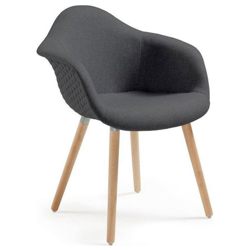 KRZESŁO Z PODŁOKIETNIKAMI TAPICEROWANE SZARE...