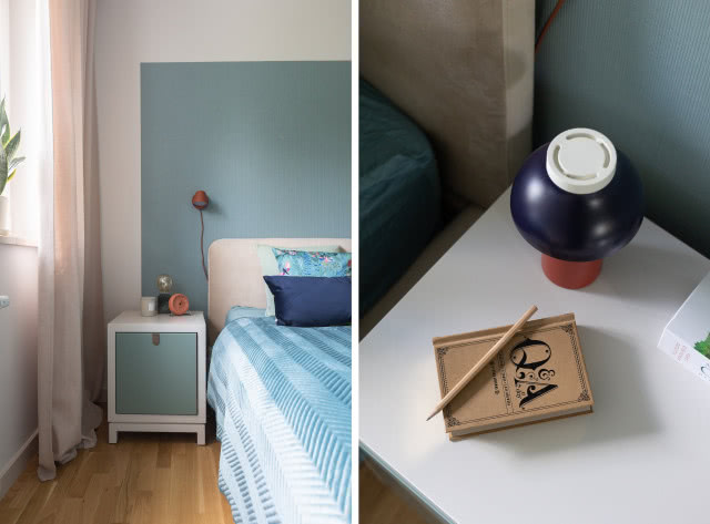 Błękitna sypialnia aranżacja