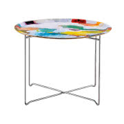 Stolik metalowy z tacą Nevis, okleina brzozowa,...