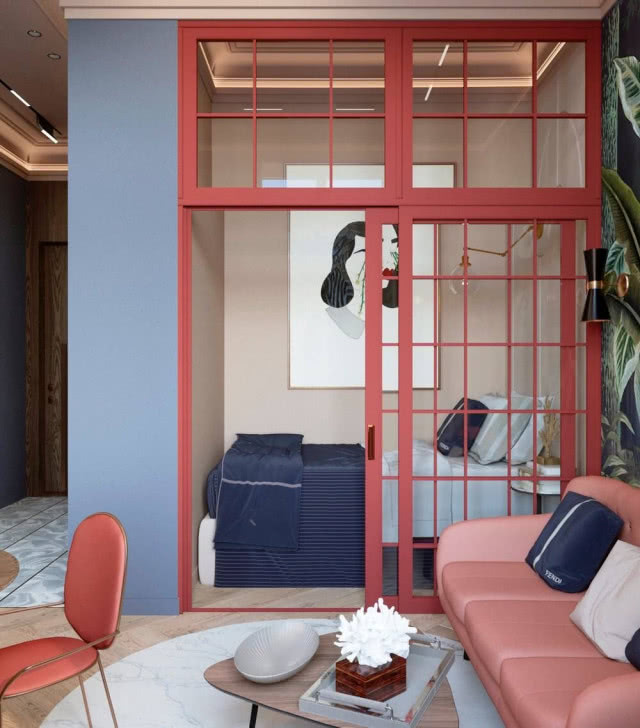 łososiowa ściana w połowie zamknięta