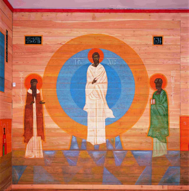 malowidło ukazane na wprost z Jezusem pośrodku