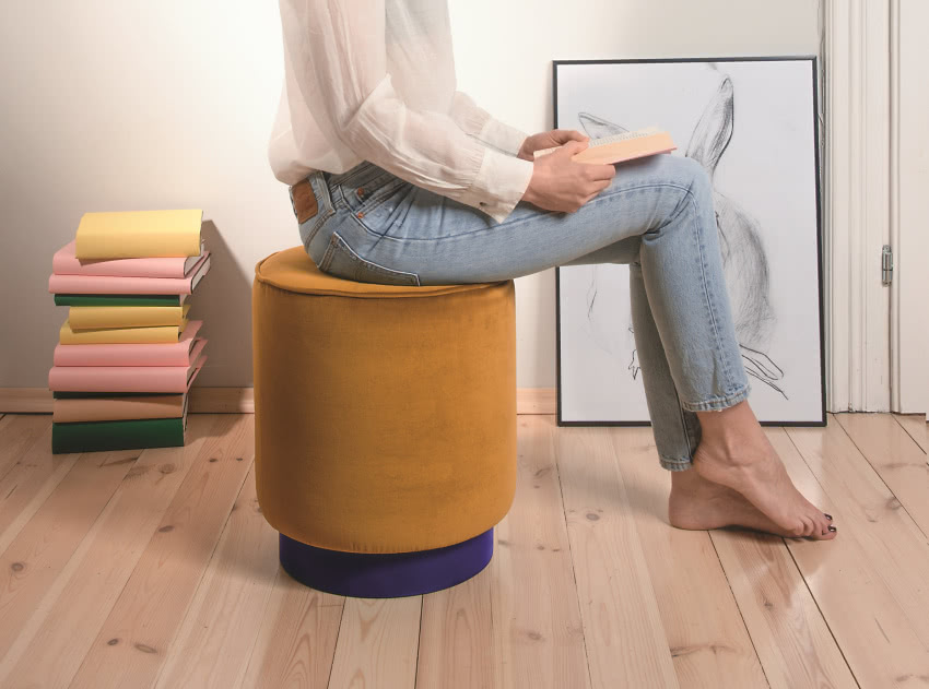 Obity luksusowym bawełnianym aksamitem Puf...