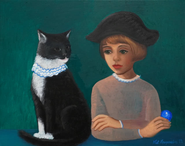 Katarzyna Karpowicz (1985)
"Przyjaźń" 2022, olej/płótno. Wysokość 40 cm, szerokość 50 cm.
