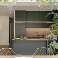 Zielone mieszkanie na Grochowie. Ma dwie szklane oranżerie!