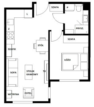 Rozplanowanie 2 - pokojowego mieszkania