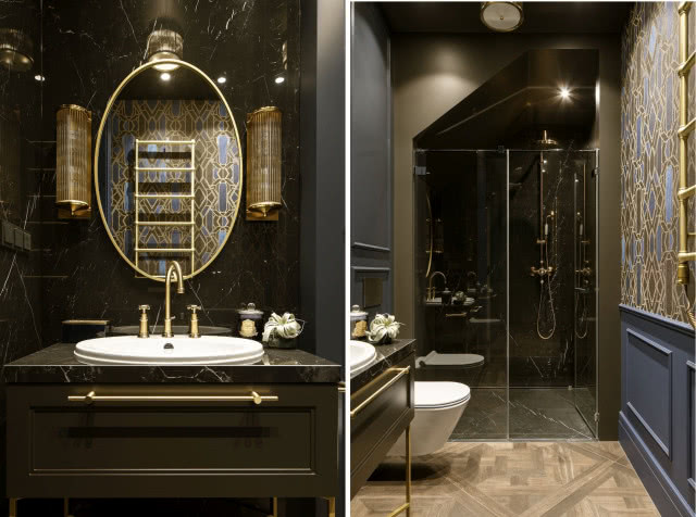 Elegancka łazienka w stylu art deco