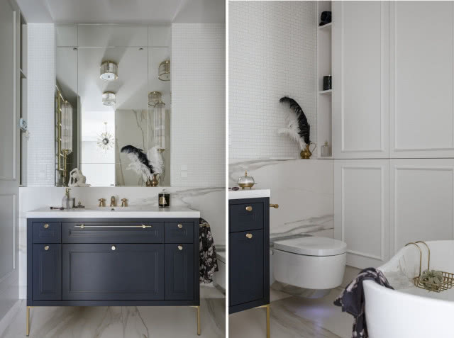 Elegancka łazienka w stylu hamptons