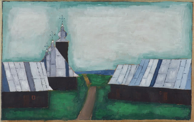 pejzaż z drogą i cerkwią