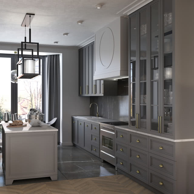 szara kuchnia glamour
