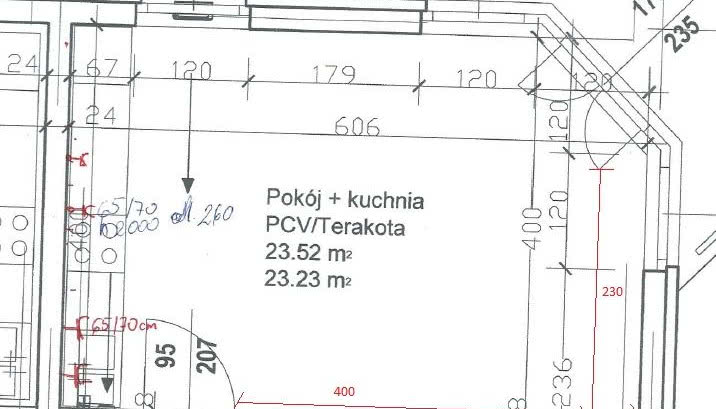 Salon ze skośną ścianą