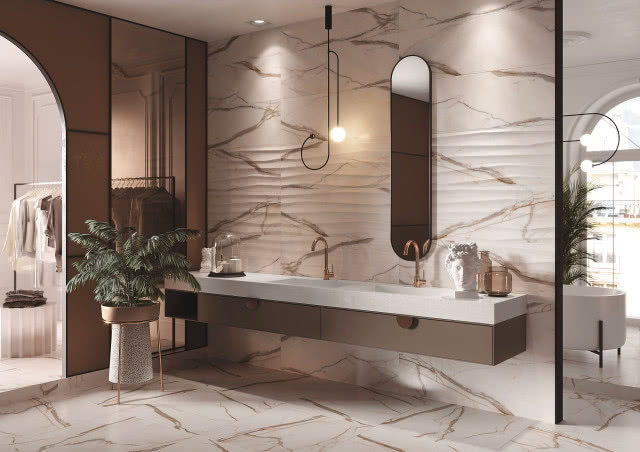 łazienka z płytkami wielkoformatowymi