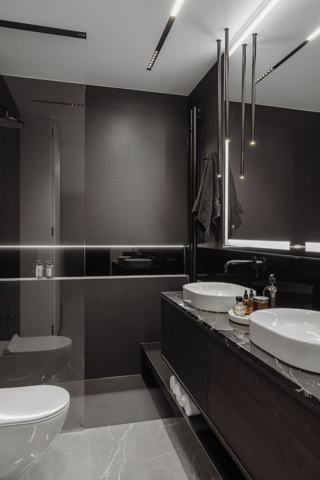 czarna łazienka