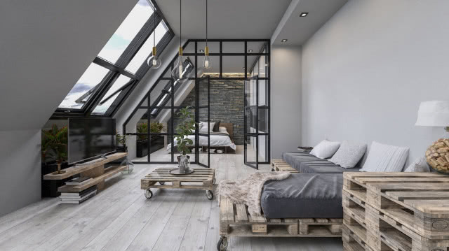 Aranżacja mieszkania na poddaszu w stylu industrialnym