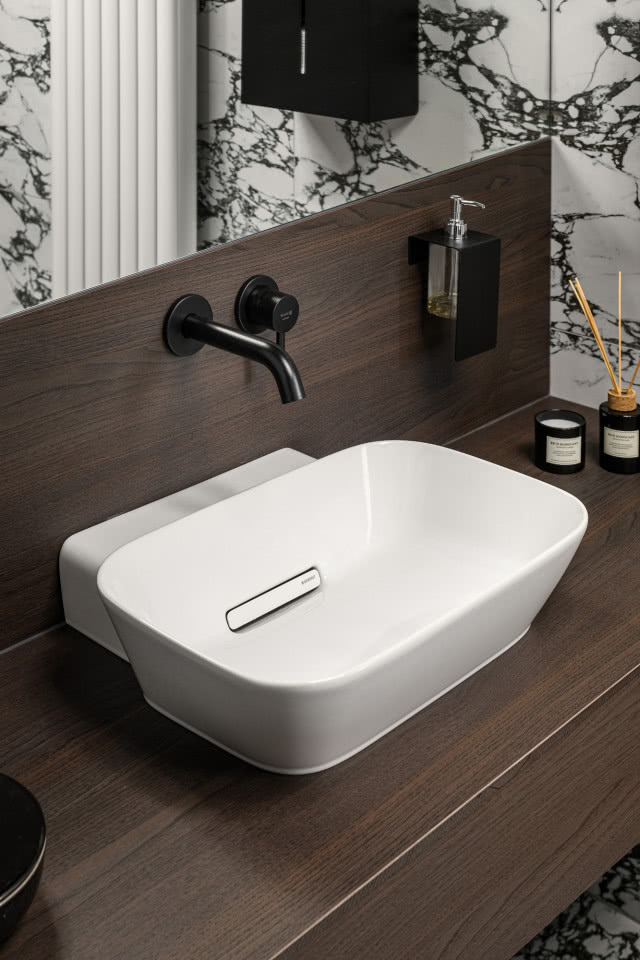 umywalka nadblatowa, bateria umywalkowa podtynkowa