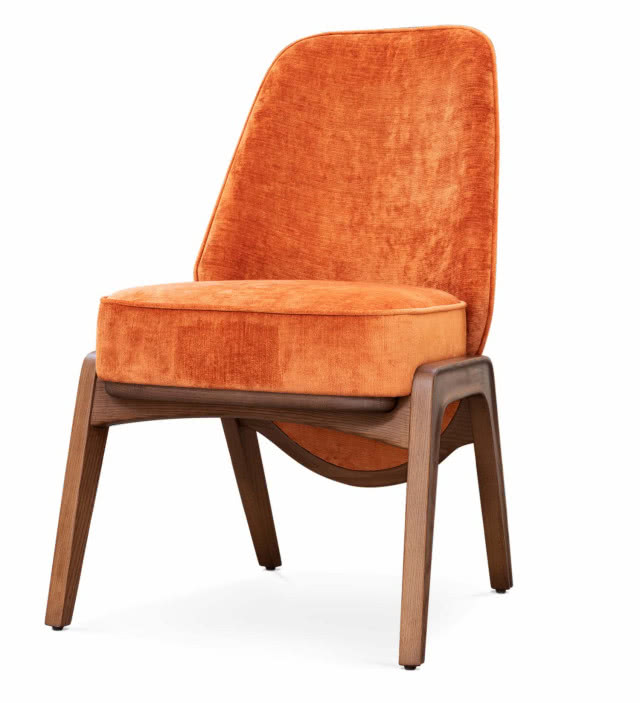 pomarańczowe krzesło tapicerowane