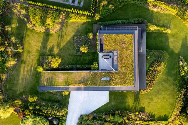 dom widok z góry, ogród na dachu