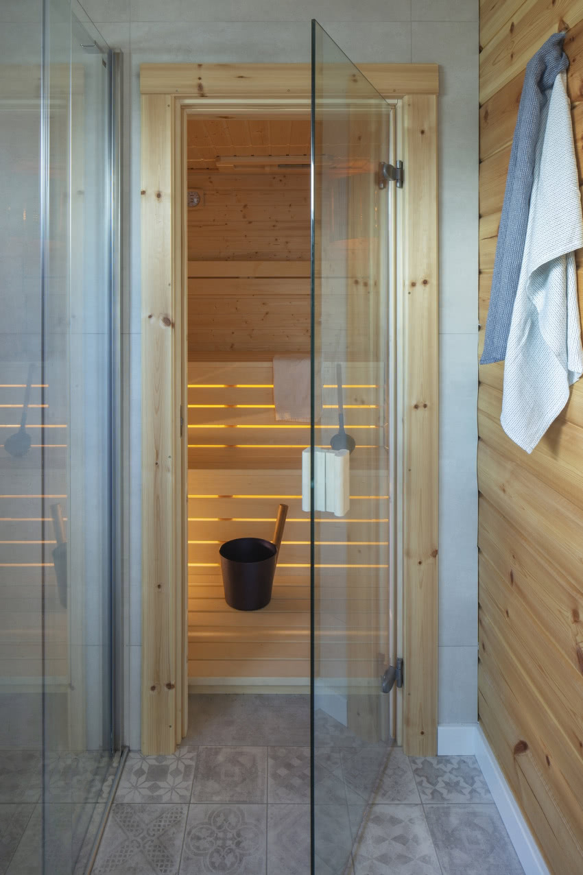 Łazienka została tu połączona z sauną. Piękne...