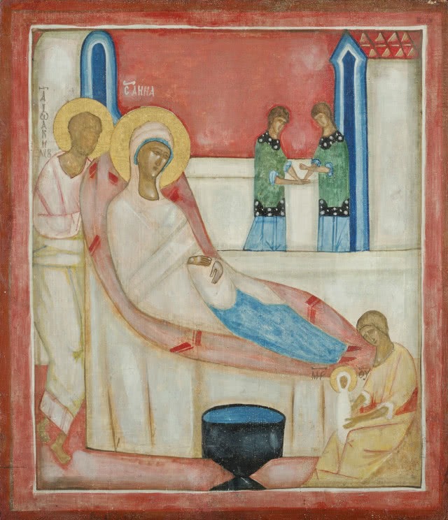 w centrum św. Anna, na dole w kąciku służąca z Marią, zachwiane proporcje