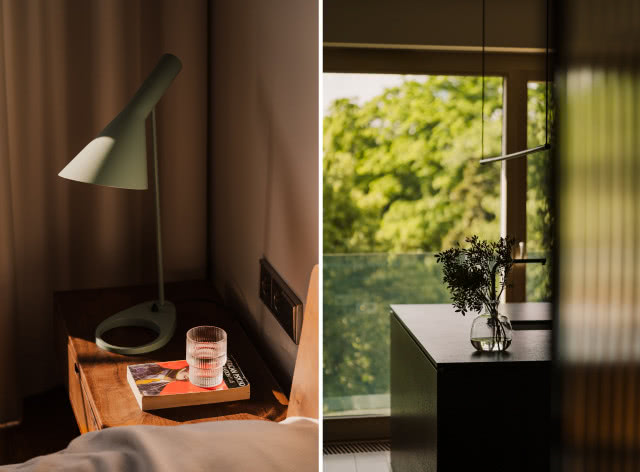 Drewniane akcenty w mieszkaniu z widokiem na park