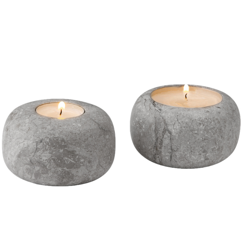 Komplet świeczników na podgrzewacze z marmuru...