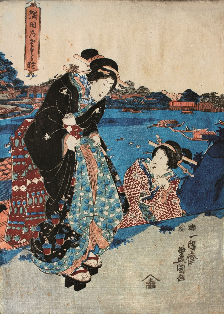 Utagawa Kunisada,
„Nad rzeką”,...