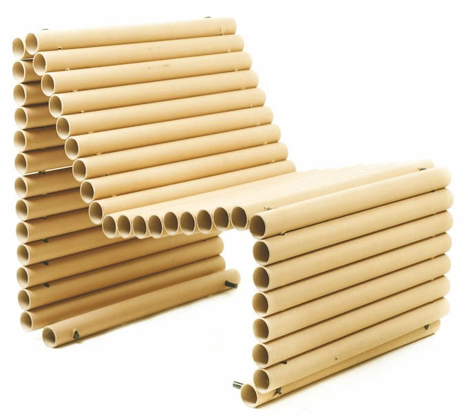 Fotel z tekturowych rur, Rantau.