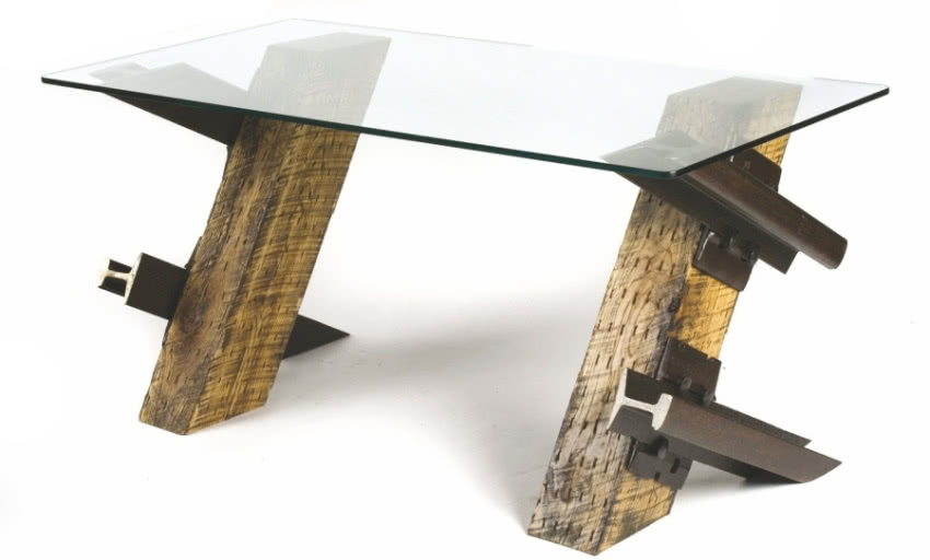 Biurko z kolejowych podkładów i szyn, Rail Yard...