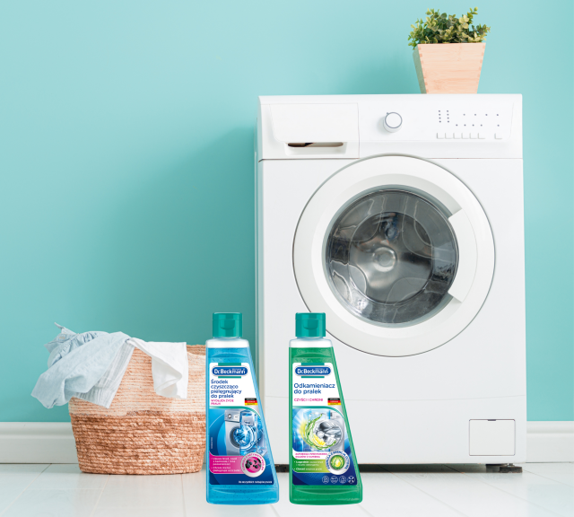 pralka, płyny do prania i czyszczenia pralki, kosz z bielizną