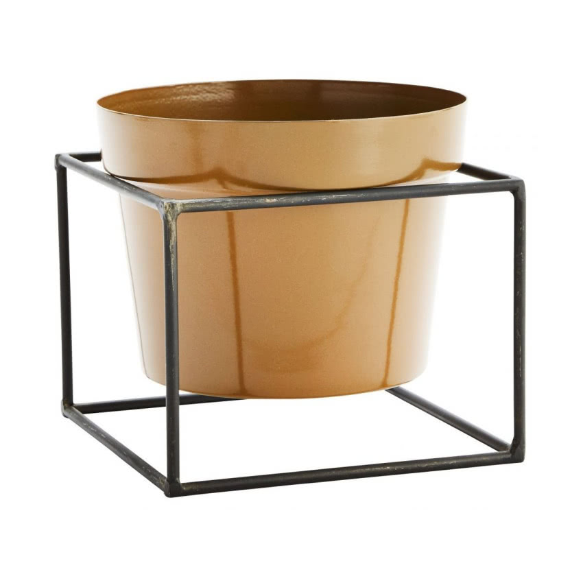 Doniczka ze stojakiem 16x12 cm musztardowa,...