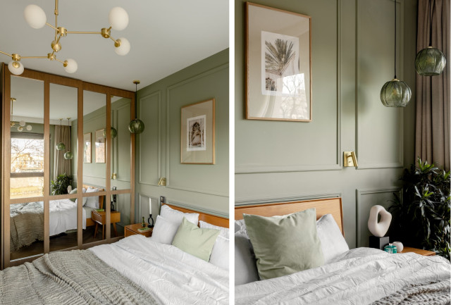 Zielone ściany w sypialni